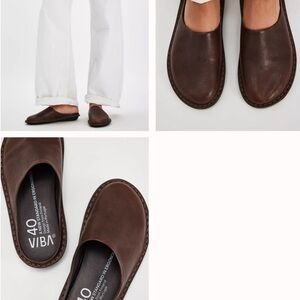 VIBA Women's Brown Leather Mules